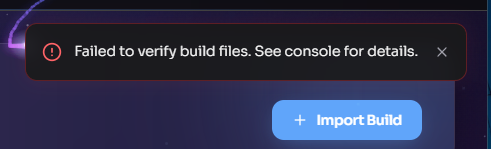 Failed to verify build files Image