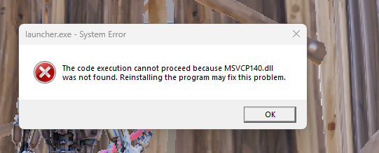 MSVCP140.dll was not found Image